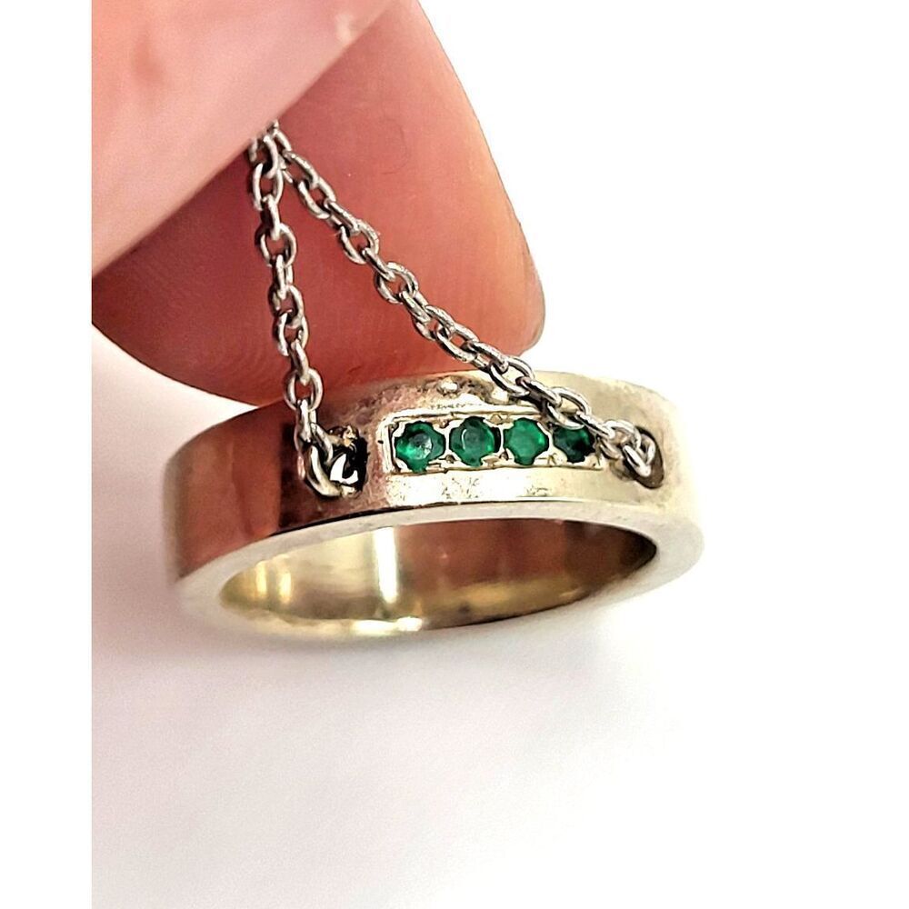 Sterling Silver Vermeil Circle Pendant Inset with Green Stones